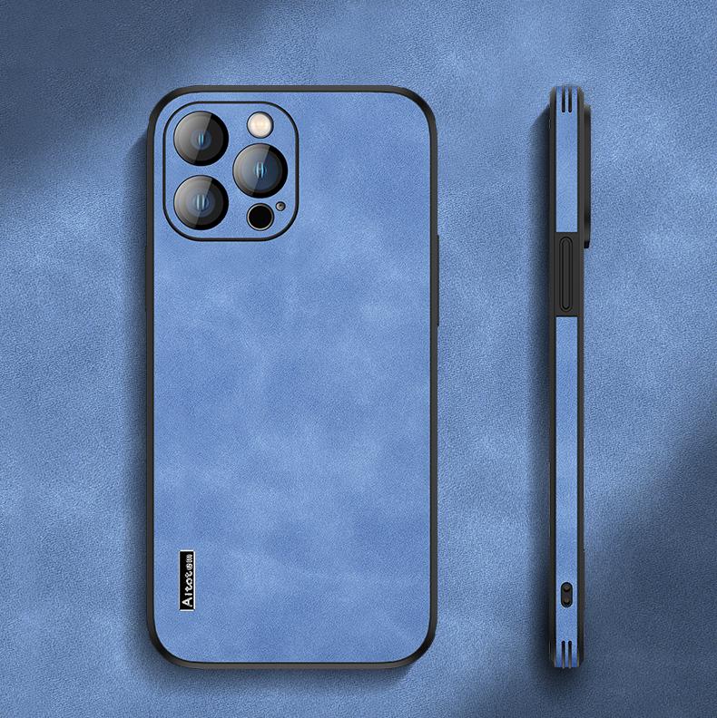 

Роскошный мягкий кожаный чехол для телефона для Iphone 12 13 14 Pro Max 14 Plus, чехол для телефона из овечьей кожи для HUAWEI Mate 30 40 Pro 50 Pro, пленка для объектива, противоударный чехол For Huawei Mate30Pro светло-синий