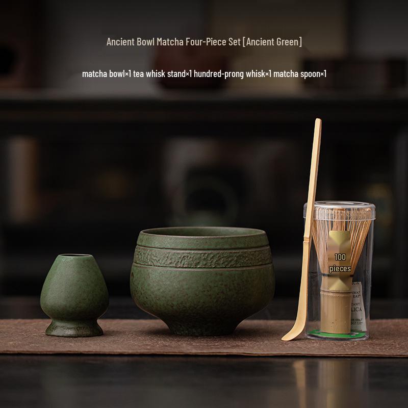 Song Dynasty Ceramic Matcha Set: Bowl, Whisk & Accessories