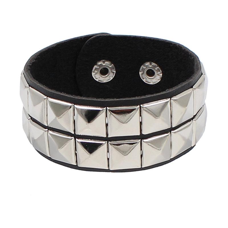 European & American Punk Street Style Rivet Leather Couple Bracelet for Nightclubs