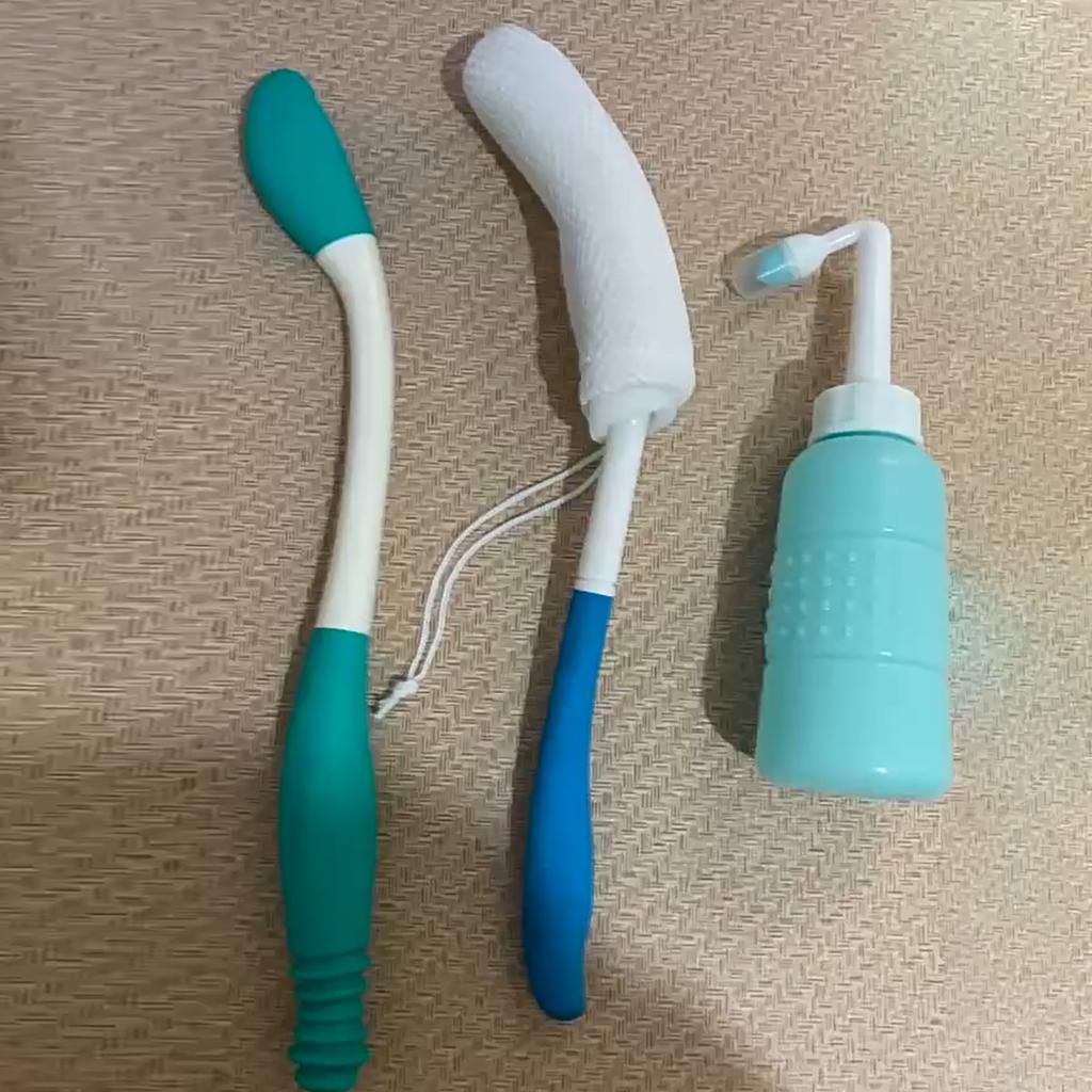 Ensemble d'aides de toilette 3 pièces pour personnes âgées, soins de grossesse, avec brosse à long manche et laveur périnéal, conception sans se pencher