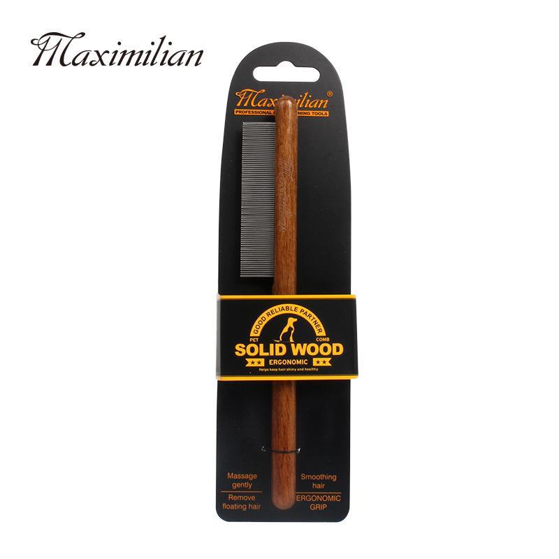 Hřeben pro domácí mazlíčky z masivního dřeva pro odstraňování chlupů a péči o srst koček a psů