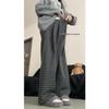 Retro Color Block Plaid Fleece-Lined Wide-Leg Pants - Women's Autumn/Winter Loose Casual Style
