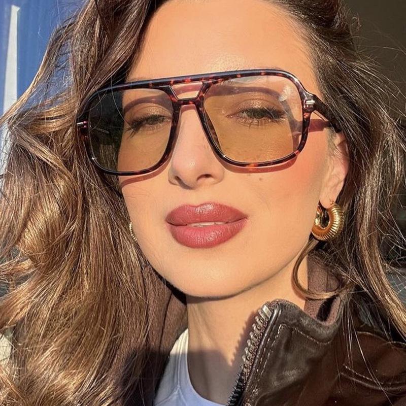 2024 Double Beam Square Sunglasses: Simple European & American Fashion, Trendy for Women
