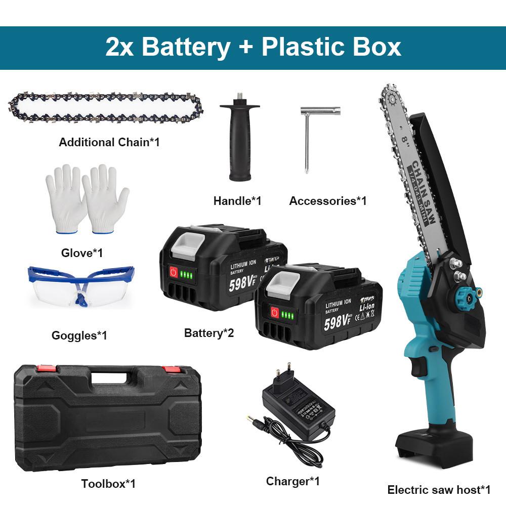 1500W-1999W 8 Inch Brushless Electric Chain Saw with Oil Can Cordless Handheld Pruning Chainsaw Portable Woodworking Cutting Power Tools