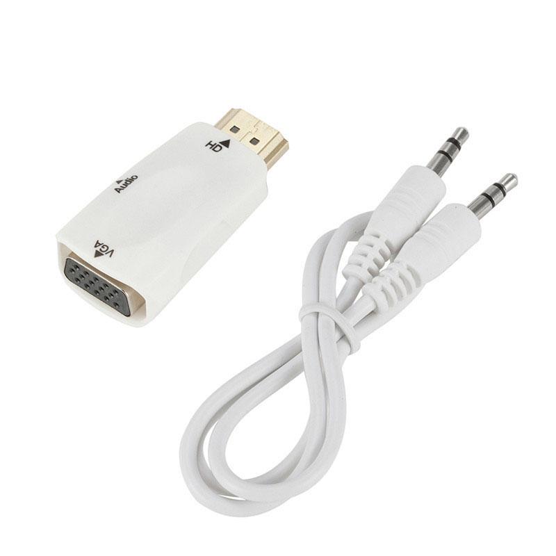 HDMI-kompatibler zu VGA-Kabelkonverter Stecker auf Buchse Konverteradapter mit 3,5-mm-Klinken-Audiokabel 1080P für PC Laptop Tablet