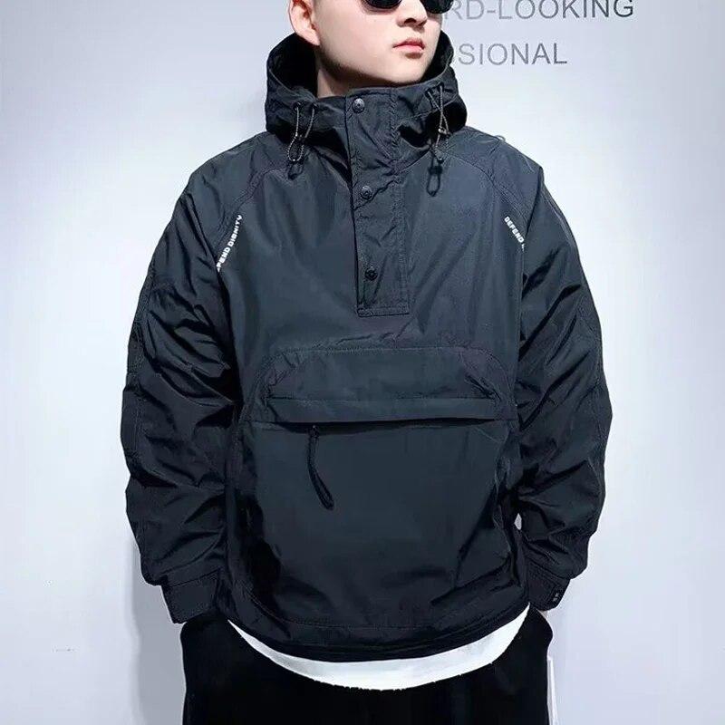 Chaqueta de Bolsillo para Hombre de Primavera y Otoño Sudadera con Capucha Jersey Media Cremallera Chaqueta Rushing
