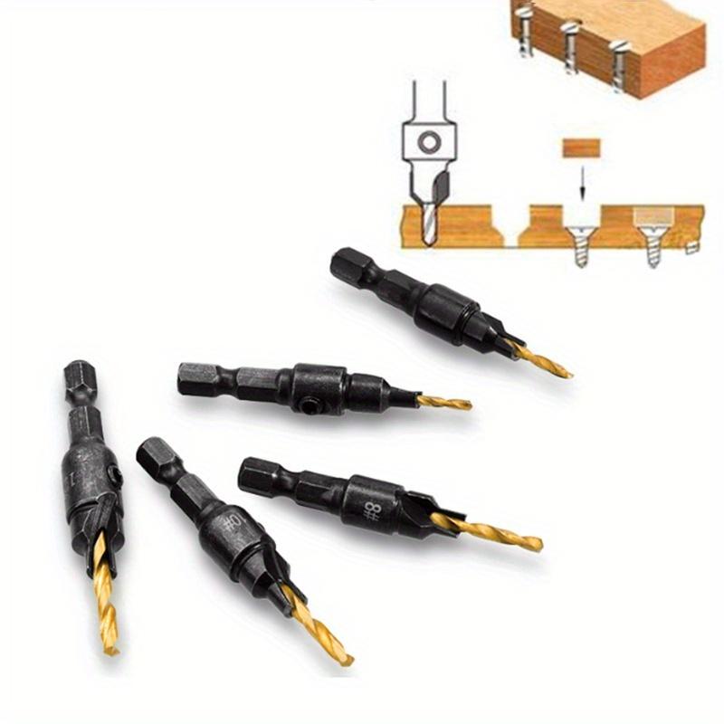 6pcs Countersink Drill Woodworking Drill Bit Set Drilling Pilot Holes For Screw Sizes #5 #6 #8 #10 #12 With a Wrench Tools