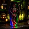 Colorful LED Halloween Light Dancing Skeleton in Casket, Up Musical Toy with Lights, Spooky Animated Decor, Party Haunted House Props Retro Ornament