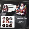 2pcs Santa Claus Seat Headrest Protectors Cartoon Santa Print Car Pillowcase Interior Decor