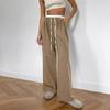 Western Style New Contrast Color Trousers Drawstring High Waist Straight Casual Pants Drawstring Casual Pants