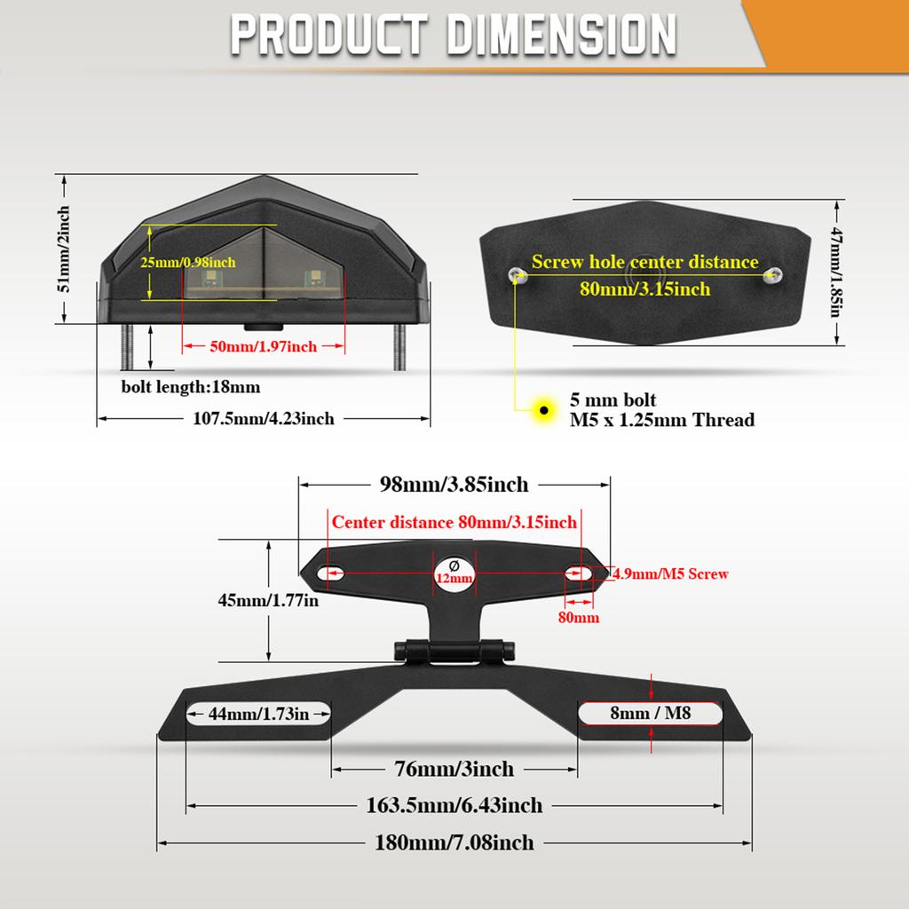 Universal LED Tail Light Integrated Running Lamp Brake & Turn Signal Light with License Plate