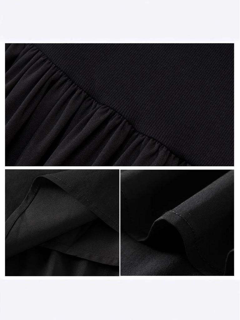 Hepburn-Inspired Women's Black Coat with Dress, Perfect for Petite Figures, Spring/Autumn/Winter, High-End Aesthetic