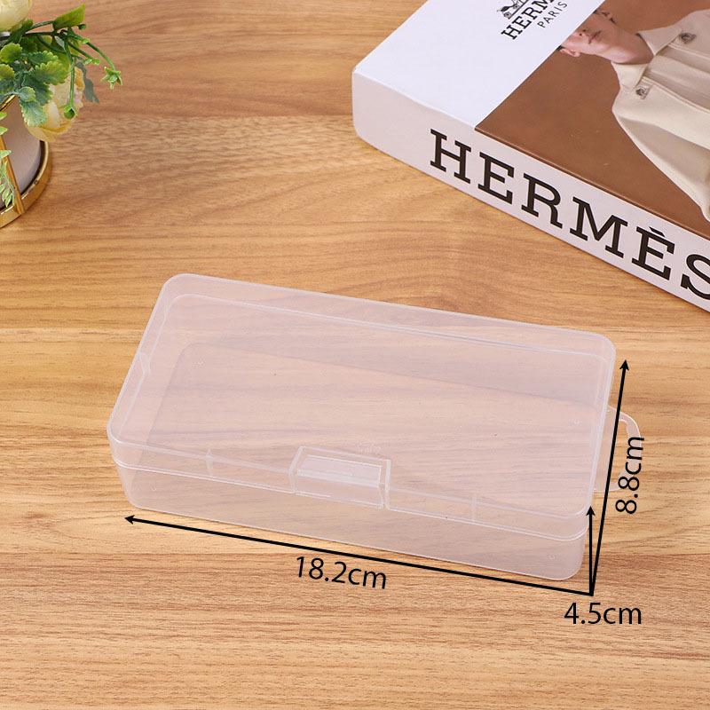 Clear Plastic Lidded Storage Box Set with Hook - Large, Medium, Small Desktop Organizer for Hardware and Accessories
