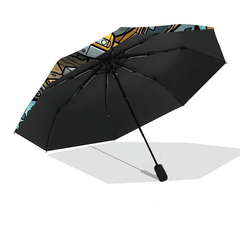 Construction Crafts Pattern Umbrella, Portable and Foldable Design, 8 Ribs, a Casual Accessory for Halloween, Christmas, and Birthday Gifts.
