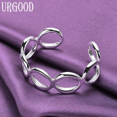 925 Sterling Zilver Glad Rond Open Armband Mode Sieraden