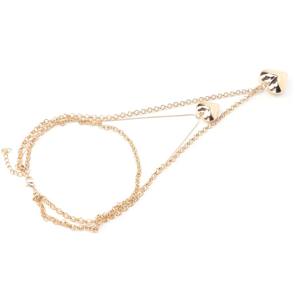 Multilayer Heart Pendant Necklaces Alloy Heart Long Chain Necklaces for Women Gold