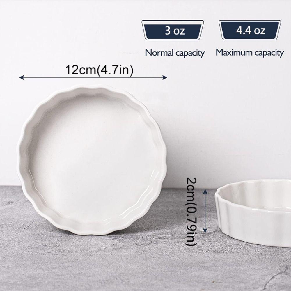 6pcs Shallow Tart Baking Pan Ceramic Souffle Dishes Mini Pie Baking Tray  Bakery