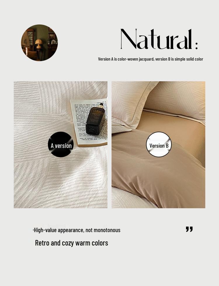 *Class A Jacquard Cotton 4-Piece Thick Flannel Wave Bedding Set, 1.8m*