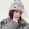 Winter New Cute Cartoon Embroidered Knitted Hat Warm and Thickened Double Layer Wool Ear Protection Hood