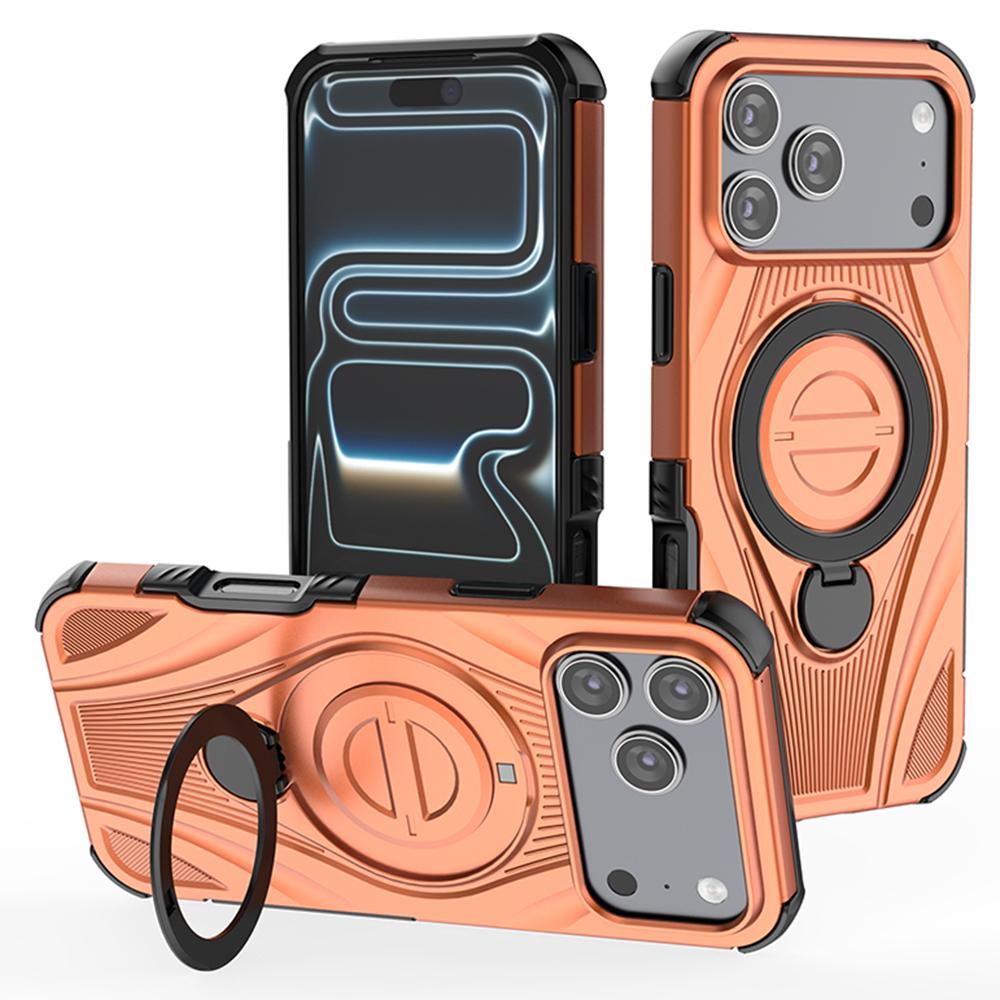For iPhone 17 Pro Max Magnetic Case Rotating Kickstand TPU PC Shockproof Phone Back Cover