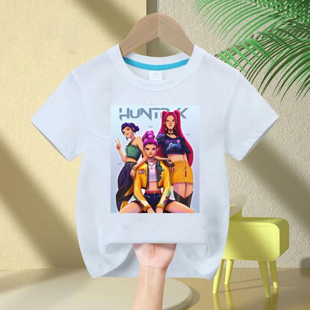 KPop Devil Hunter Print Fashion Casual Top 2025 Movie Round-neck Cartoon Girl and Boy T-shirt Casual Girl Clothing
