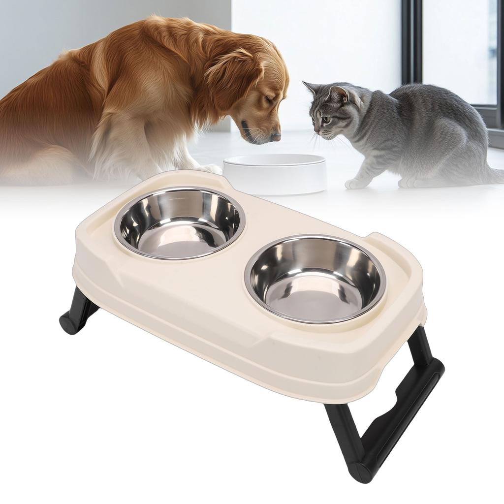 Elevated Cat Bowls with 2 Bowls Height Foldable Raised Cat Food Water Bowl for Dogs Cats