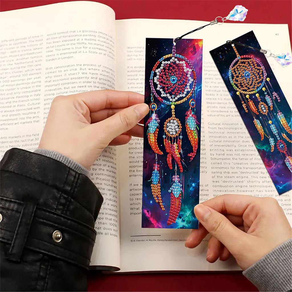 12Pcs DIY Diamond Art Bookmark with Crystal Pendant Water Diamond Art Bookmark for Readers Home Office Book Decor & Gift Idea