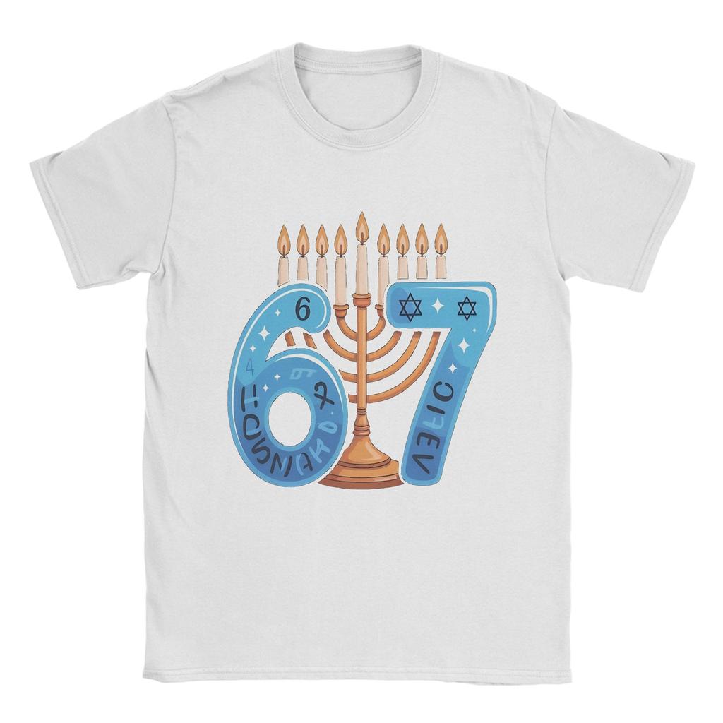 Unisex TShirts Funny Six Seven 67 Meme Sarcastic Hanukkah Fun Pure Cotton Tee Shirt Short Sleeve T Shirt O Neck Clothes Big Size