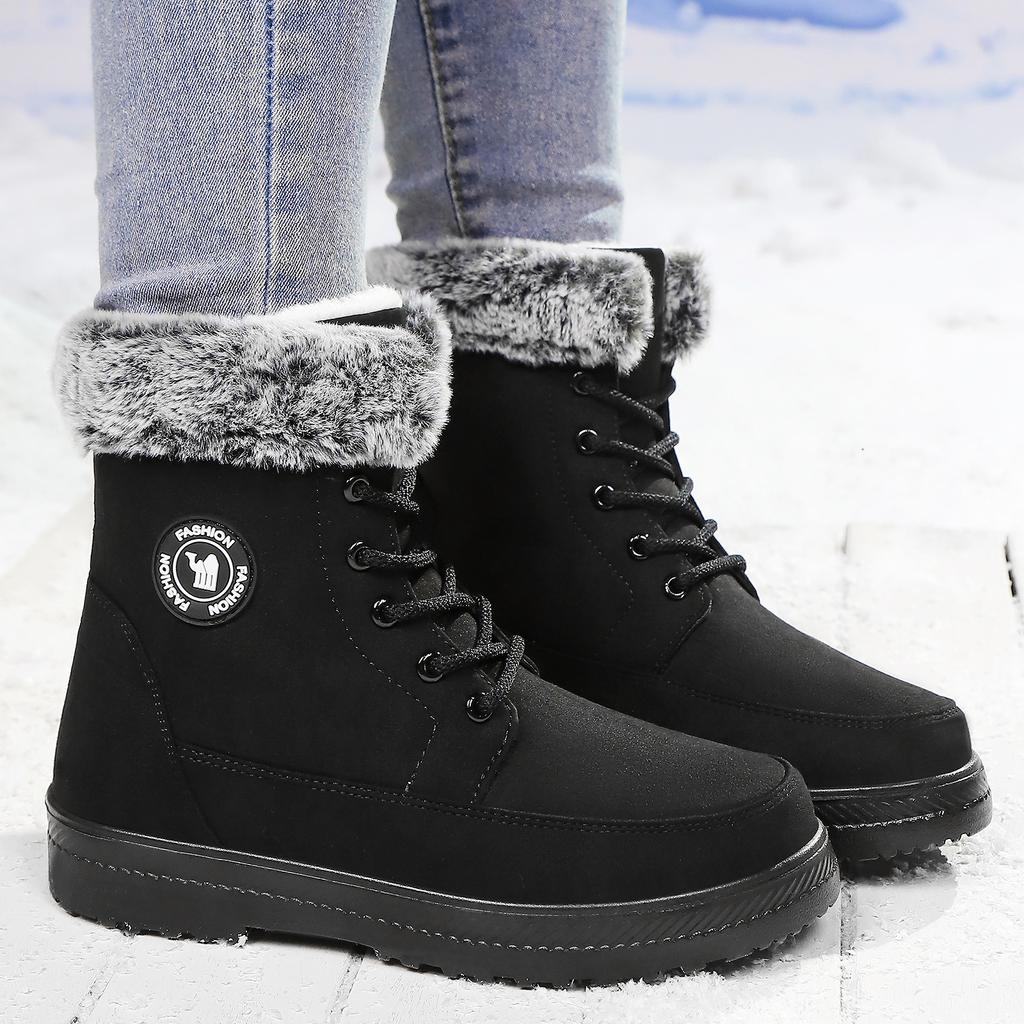 Shoes women's foreign trade snow boots TEMU2025 long boots piled thickened cotton shoes cold-proof and warm women's cotton boots