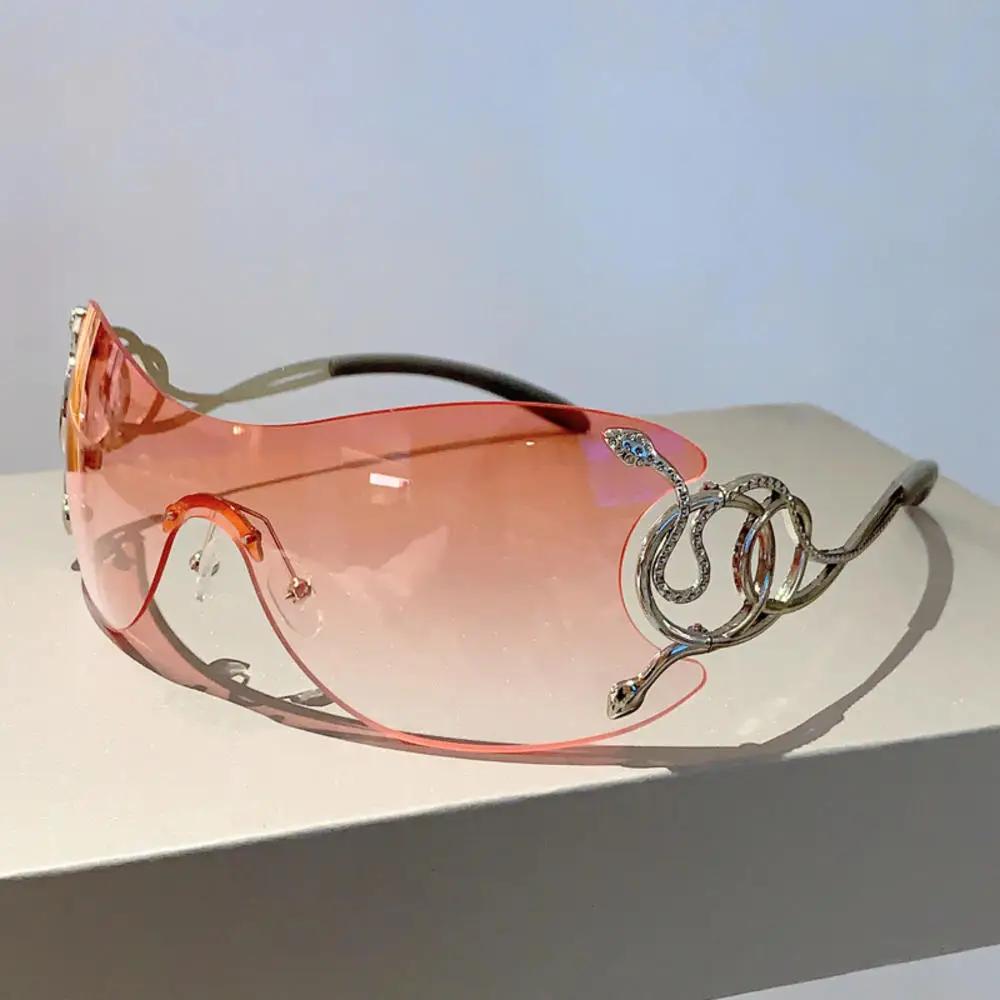 Y2k Rimless Sunglasses Women Stylish Gradient Lens Outdoor Shades Trendy Luxury Brand Design Metal Frame Eyewear Goggle