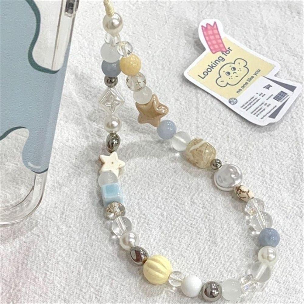 

Hanging Cord Beaded Phone Chain Star Pearl Mobile Lanyard Phone Strap Women Girls 02