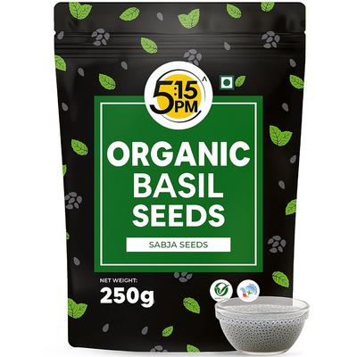 5:15PM Bio semínka bazalky tulsi 250g Balení 1 ks | Bezlepková semínka bazalky pro smoothies, nápoje a dezerty