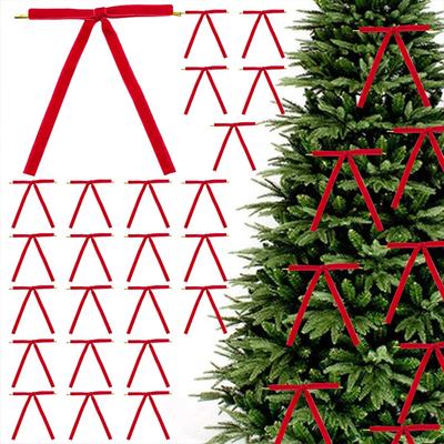 24pcs Velvet Bow Christmas Ribbon Decoration for Xmas Home Decor Tree Wreaths Gift Wrapping DIY Crafts Festive 2025 New Year