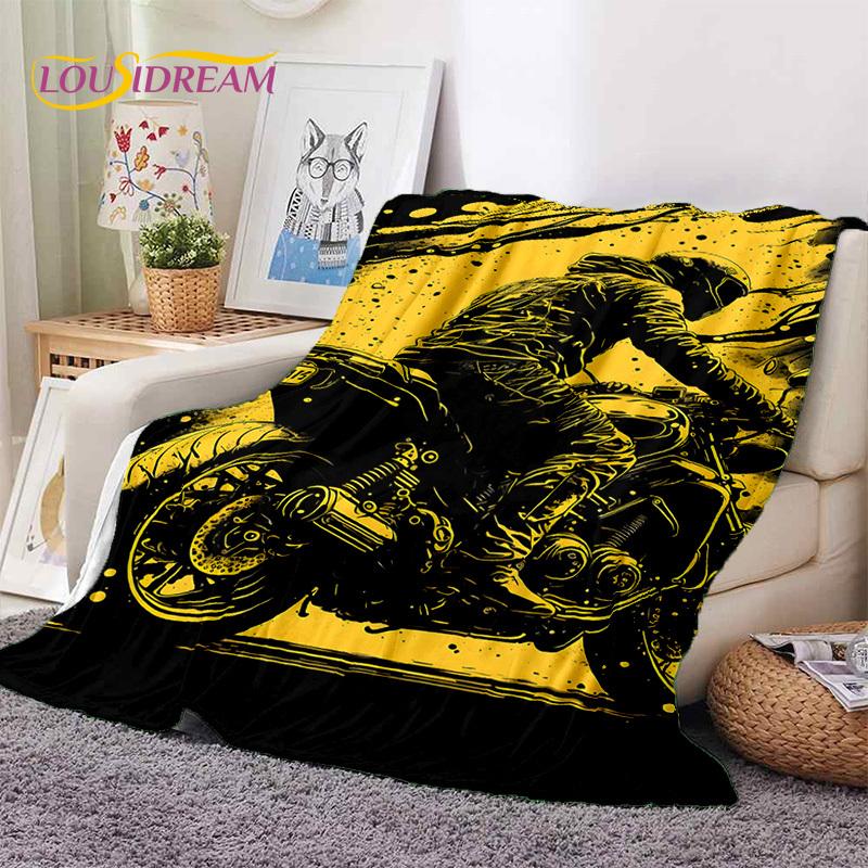 Motocross Motorrad Weiche Decken, Warme Kuscheldecke Bequeme Decke für Picknick Betten Sofa Zuhause Schlafzimmer Wandergeschenk