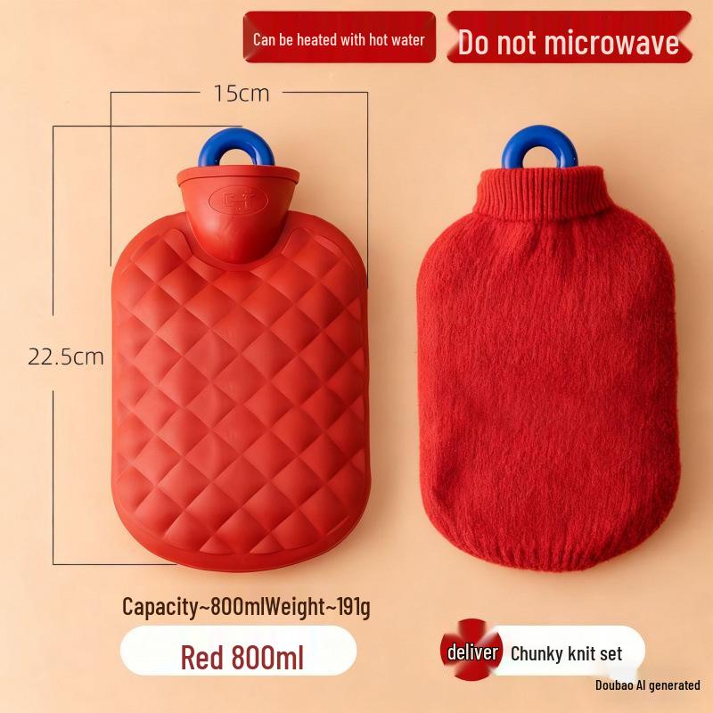 Plush Explosion-Proof Hot Water Bottle for Girls - Winter Hand and Abdomen Warmer, Available in Large and Small Sizes.