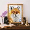 Diamantmaleri Full Sqaure Rund Fox Diamantbroderi Vintermosaikk Dyrebilde av Rhinestone Home Decoration