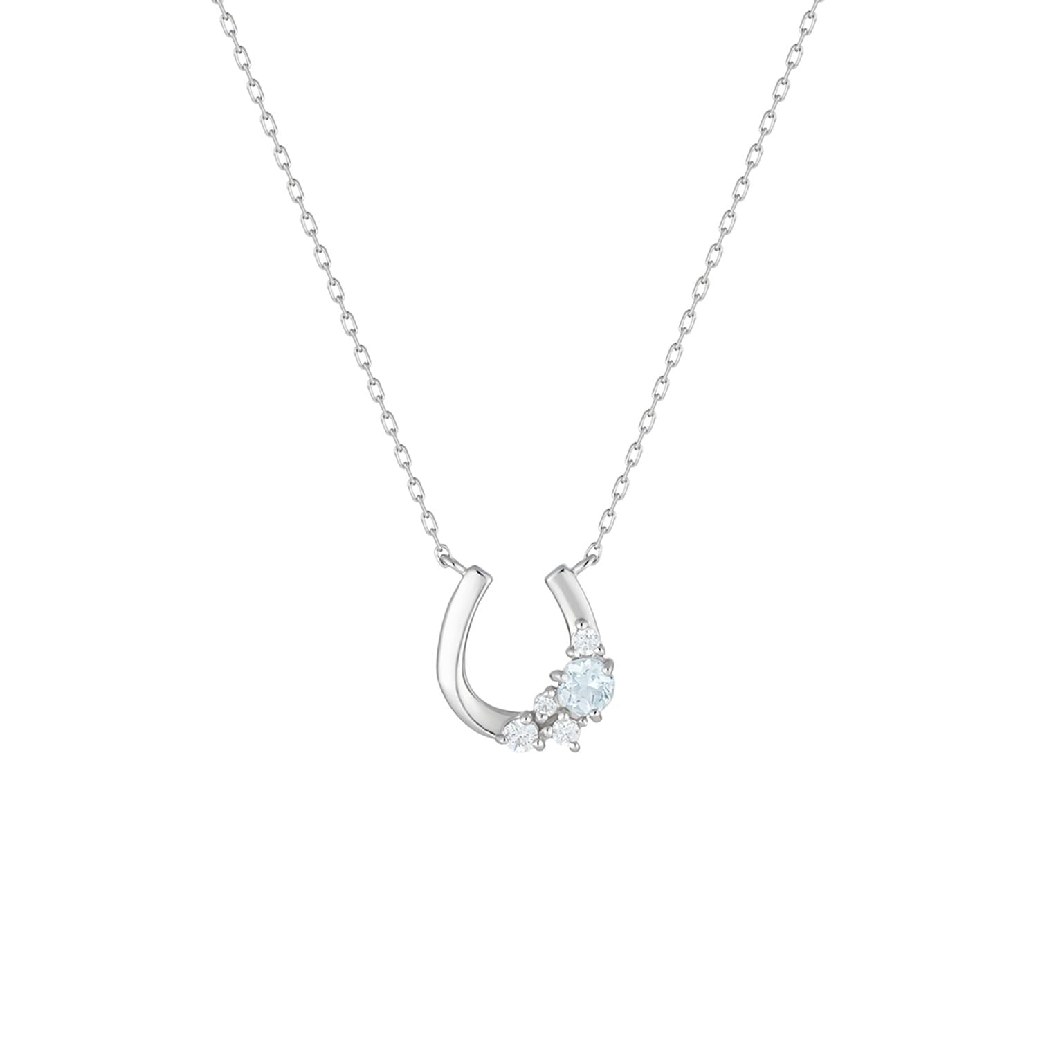

March birthstone K10 white gold necklace 112516123201 [Yondo Sea]