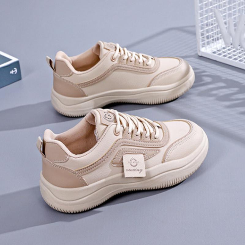 Genuine Leather White Shoes for Women Spring and Summer Sports Shoes Thick-soled Versatile Running Casual Shoes