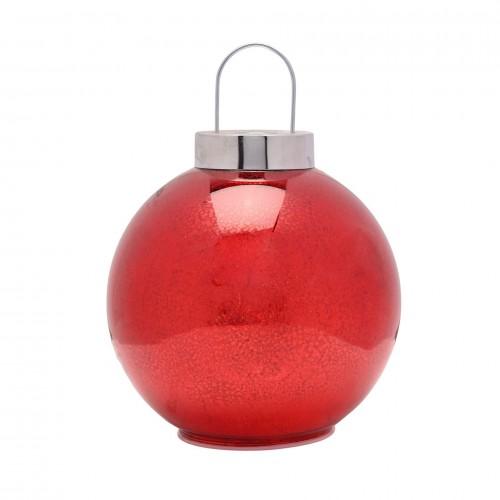 Rød Merkurglass LED Lyslenke Julekule Ornament - 20cm