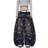 Jeans Larghi Unisex a Vita Media Deostrutturati Vestibilità Larga Vintage Americano Lavato Baggy in Denim Pantaloni Rilassati Lunghi Fino a Terra