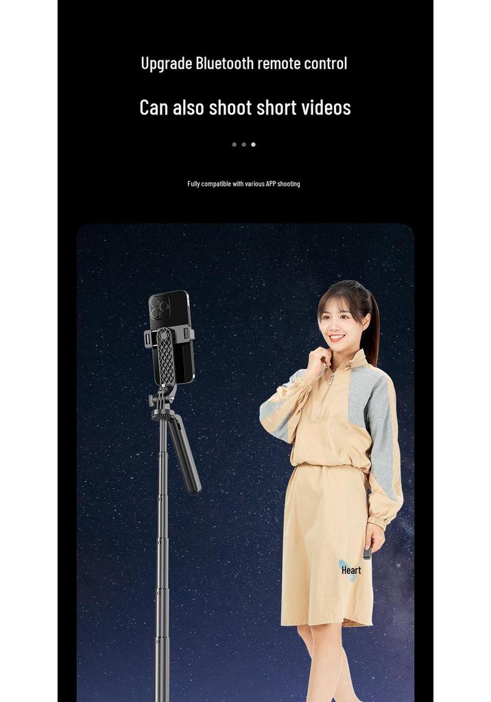 Mini Portable Bluetooth Selfie Stick with Gimbal and Floor Stand for Universal Phone Live Streaming
