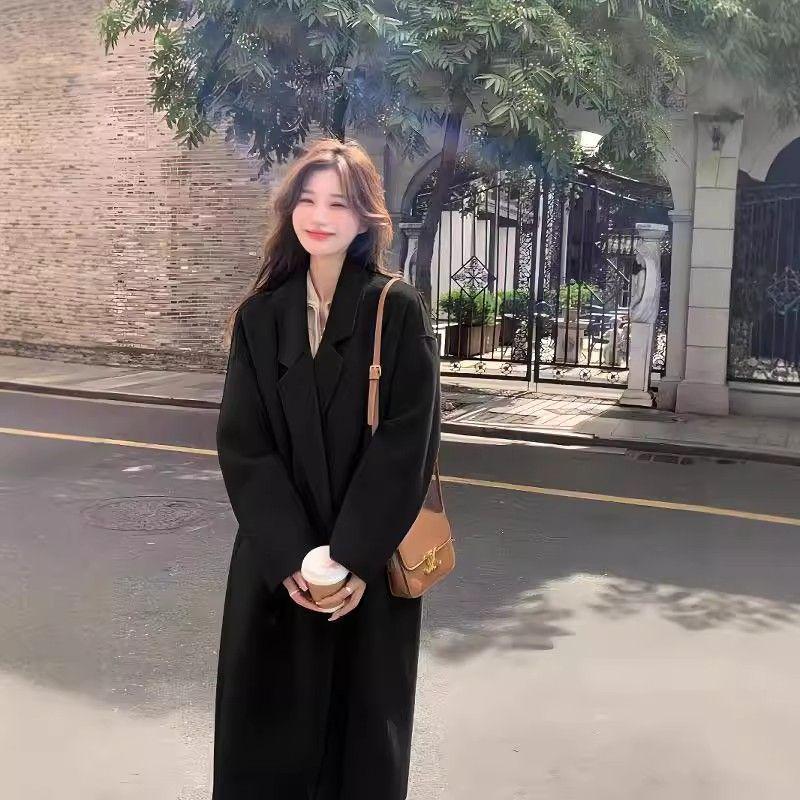 Women's High-End Gray Woolen Trench Coat - Thickened Korean Style Jacket for Autumn Winter