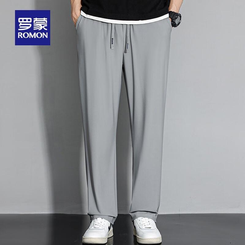 Romon Men's Ice Silk Straight Casual Pants