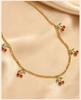 Cherry Necklace Red Zircon Fruit Charm for Women Cuban Chain Stainless Steel 18K Gold Plated Waterproof Summer Beach Y2K Jewelry