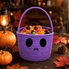 Kinder Halloween Baumwollseil Aufbewahrungskorb Kürbis Handgewebt für Snacks Süßigkeiten und Dekoration