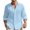 Camisa de otoño y primavera para hombre, camiseta de manga larga con una hilera de botones, Color sólido, cuello vuelto, holgada, suave y transpirable, Top de oficina diario para hombre
