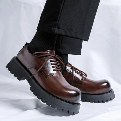 Fashion Leisure Business Thick Soled Men's Lace Up Leather Shoes Sneakers Man Minimalism Casual for Men Party Walking Fashion Shoes