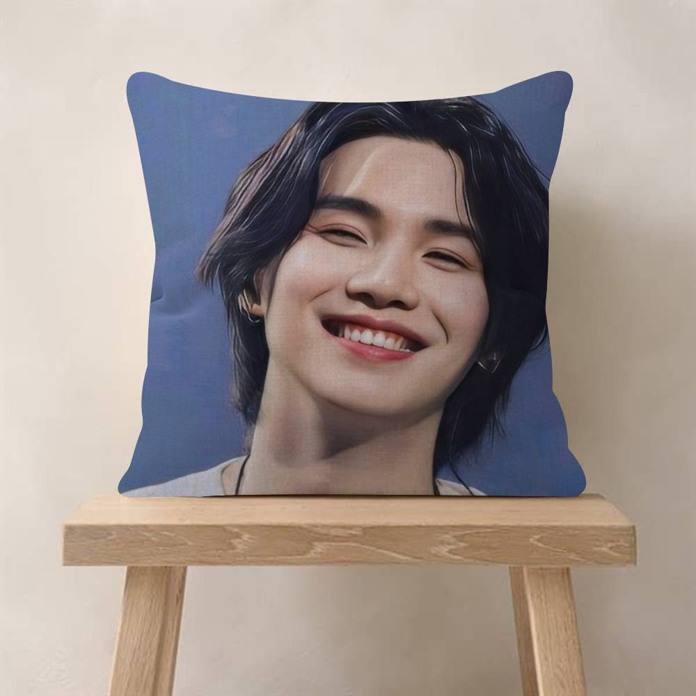 Korean idol singer Pillow Covers Cartoon Sofa Decorative Home Doublesided Printing Short Plush Cute Cushion Cover