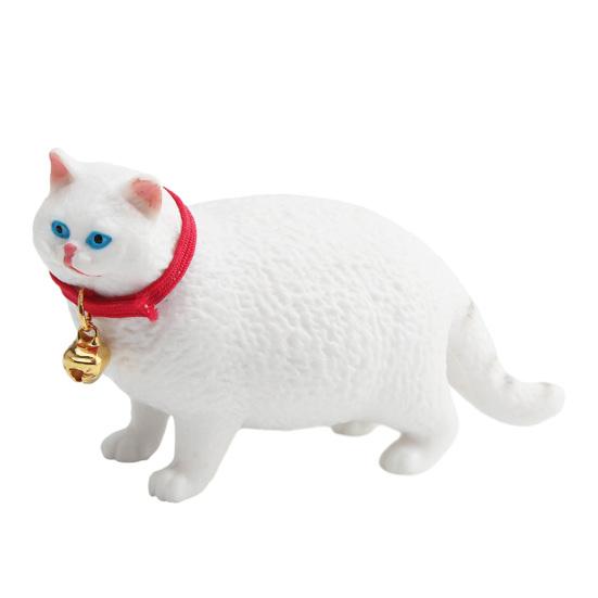 

Белая Фигурка Толстого Кота Реалистичная Красный Колокольчик Ошейник Котёнок Коллекционная Модель Миниатюрное Животное Образовательная Игрушка Украшение Подарок Любителю Кошек белый