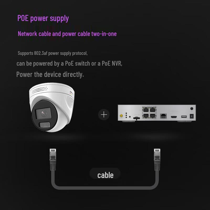 HIKVISION 4MP Full-Color PoE Dome Camera CN plug (adapter included)